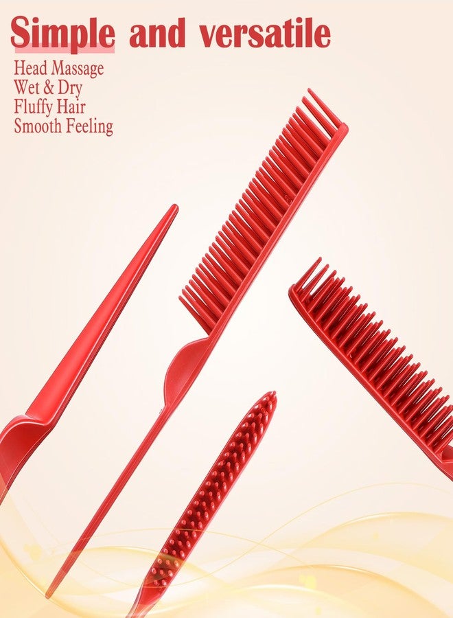 Macuezu 3 Row Comb, 4 PCS Curl Defining Combs Triple Row Styling Comb, Rat Tail Teasing Brush, Styling Hair Combs for Women Detangling, Defining and Curls Sectioning Hair - Image 4